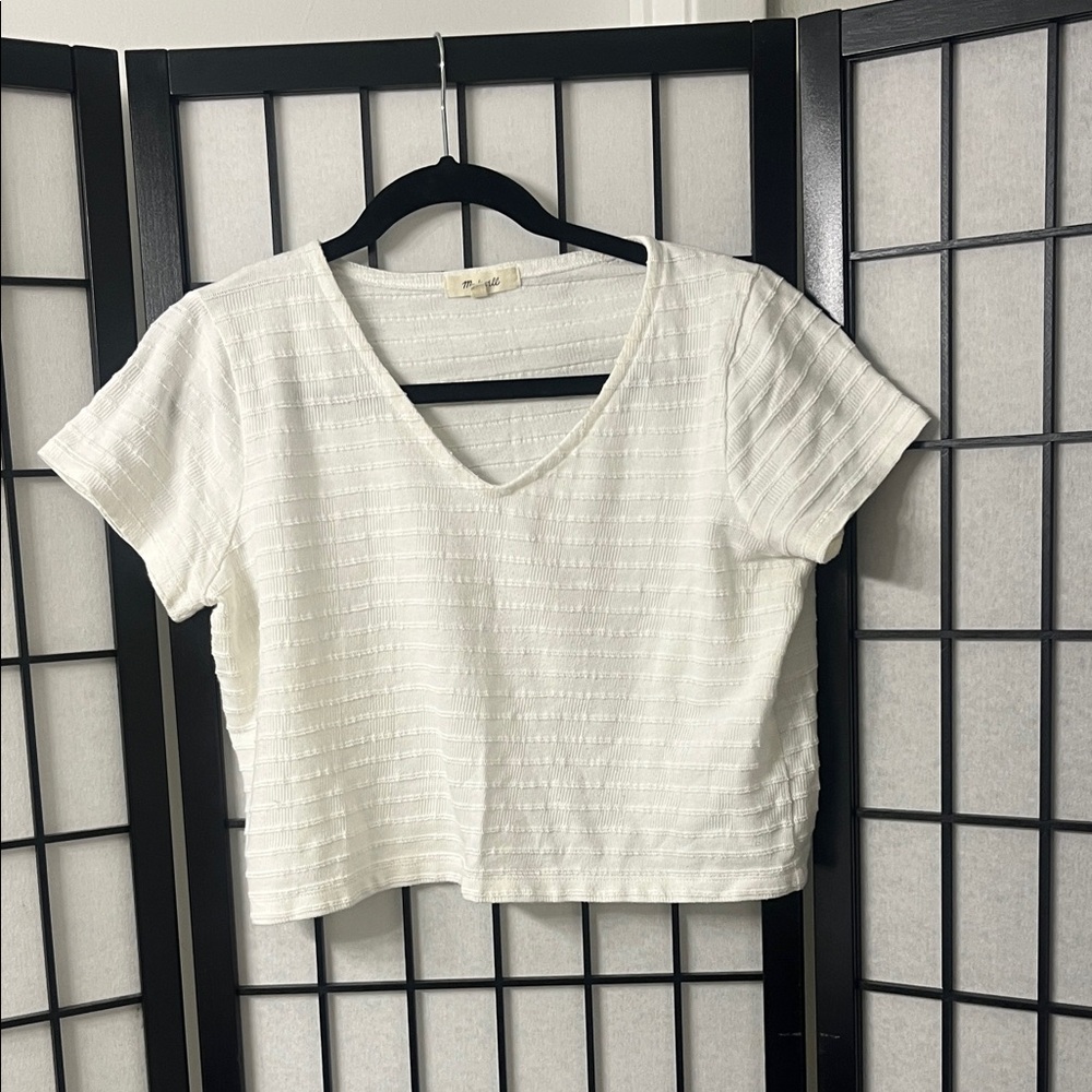 Madewell Textured White Crop Top